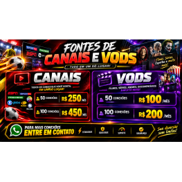 Fontes de Canais e VODs — Planos de 50 e 100 Conexões